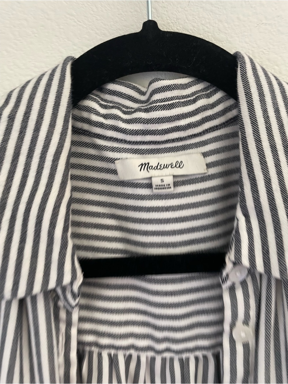 Madewell Blue & White Stripe Oversized Button-Up Top Size Small - Picture 2 of 3